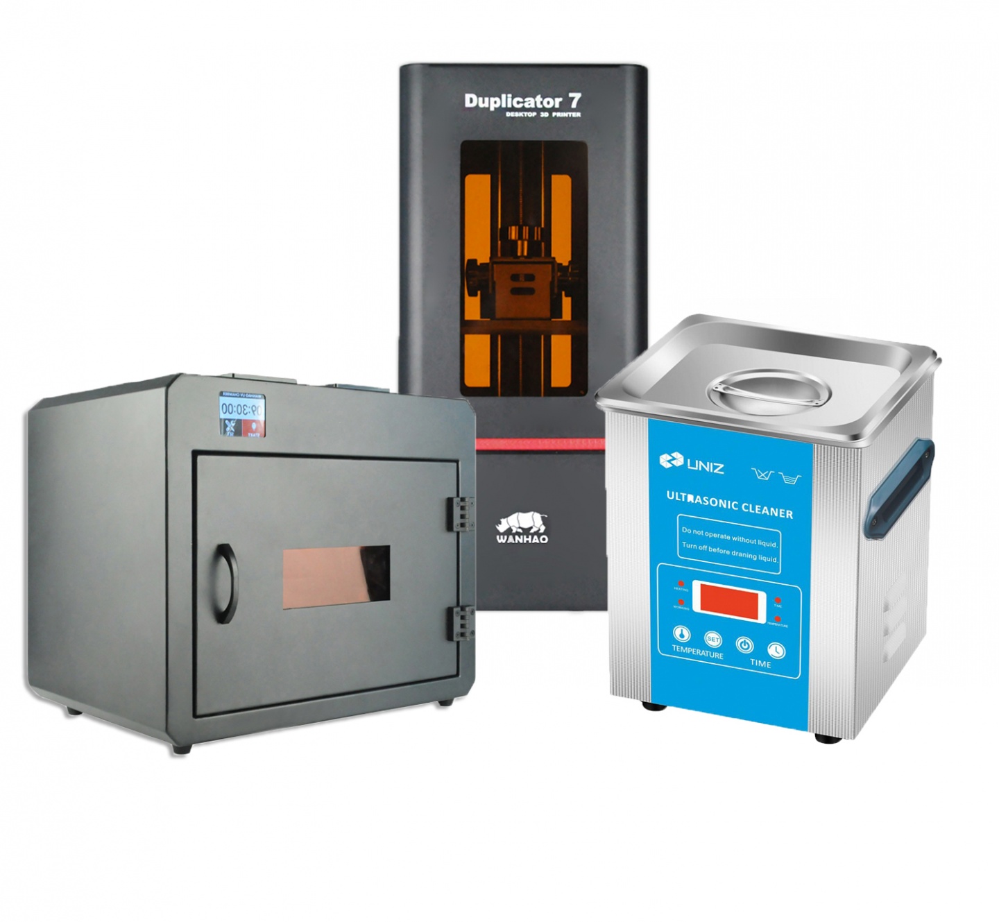 Комплект 3D принтер Wanhao D7 v 1.5 + УЗ-ванна Uniz 2 л + УФ-камера Wanhao Boxman-1