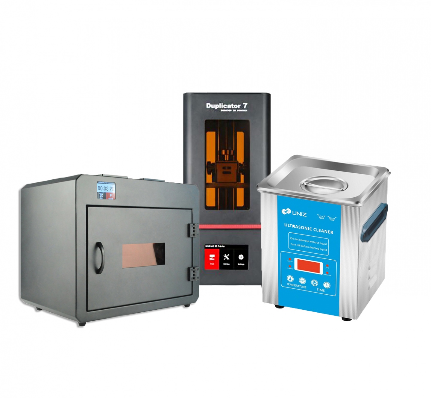 Комплект 3D принтер Wanhao D7 Plus + УЗ-ванна Uniz 2 л + УФ-камера Wanhao Boxman-1